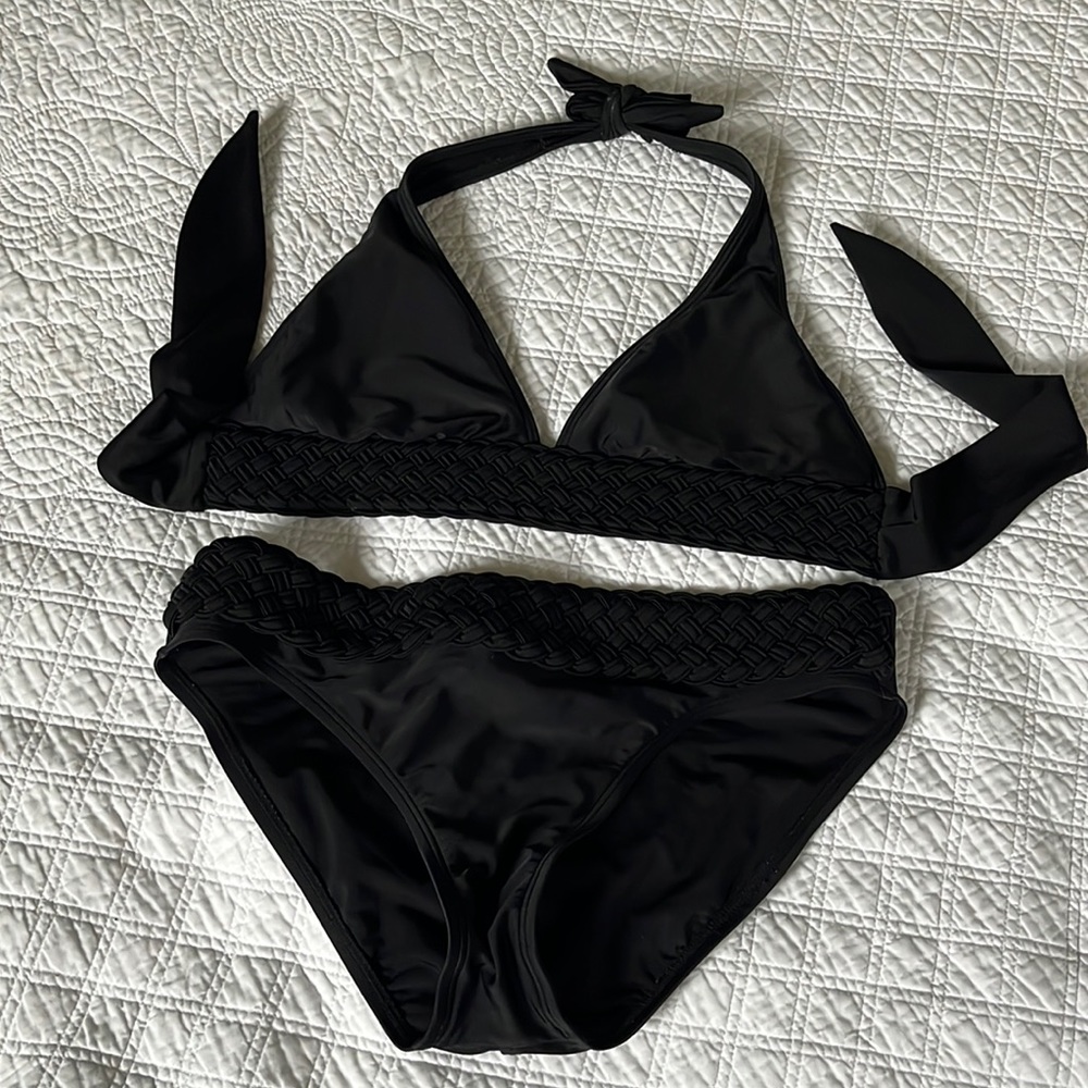 Black Braided Waist Bikini Set - Brand Unspecified